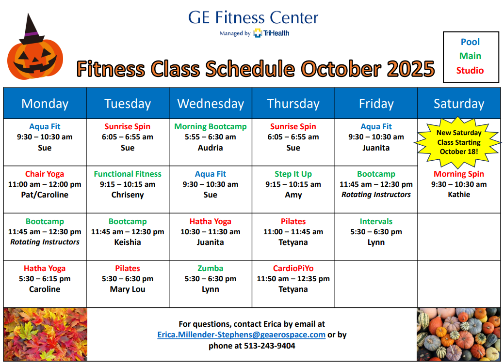 October Fitness Schedule
