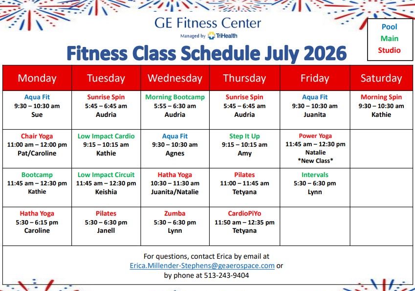 July Group Fitness Schedule